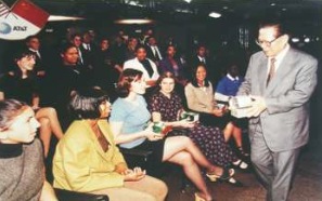 The then Chinese President Jiang Zemin presents gifts prepared by CCOEC.